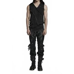 NEW WESTERN F.A.S.H.I.O.N punk abstract splicing pants with chains in black